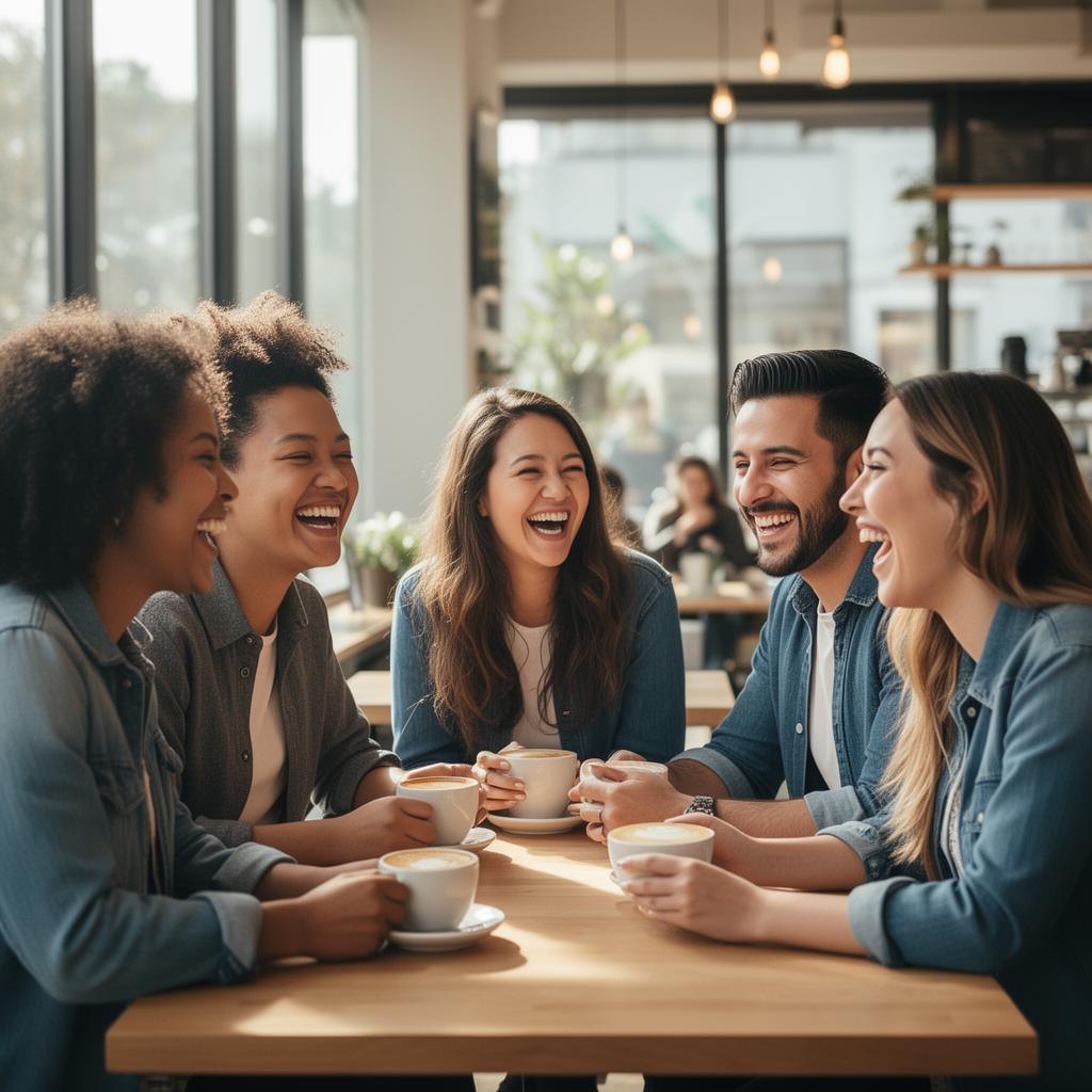 Friends sharing a candid conversation over coffee